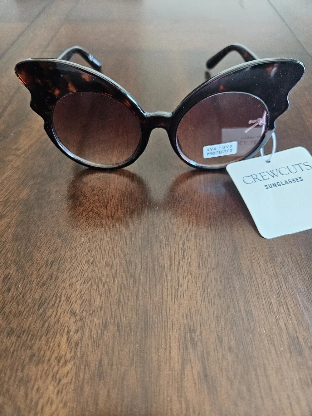 Crewcuts Girls Tortoiseshell Print Butterfly Shape Sunglasses, Brown